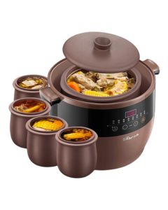 Bear Slow Cooker DDZ-B45Z1 Brown 4.5L One Pot with Five Zisha Clay Inner Pots 7 Preset Menus Electric Stewing Pot Soup Pot 600W 10102B45Z1004