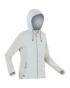 Decathlon Women's Fleece Jacket, Fleece Lining, Outdoor Sports, Autumn/Winter Warmth, Silver White, 2XL-4433691