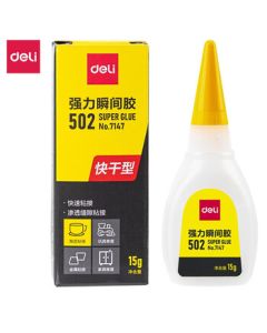 Deli 502 Super Glue, Waterproof Shoe Adhesive, Fast-Drying Plastic High-Viscosity Ultra-Strong Quick-Dry [Large Capacity] 502 Glue 15g-1 Tube 7147